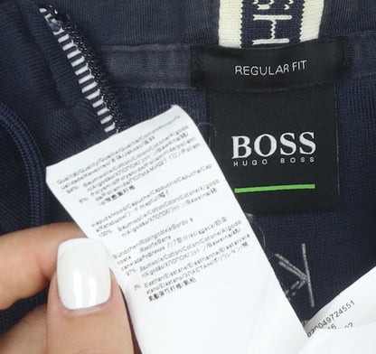 Hugo Boss Men's Blue Full Zip Hoodie XL Regular Fit Cotton