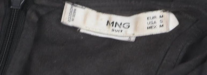 MNG Suit Women's Black Embroidered Cotton High Neck Tank Top Size S