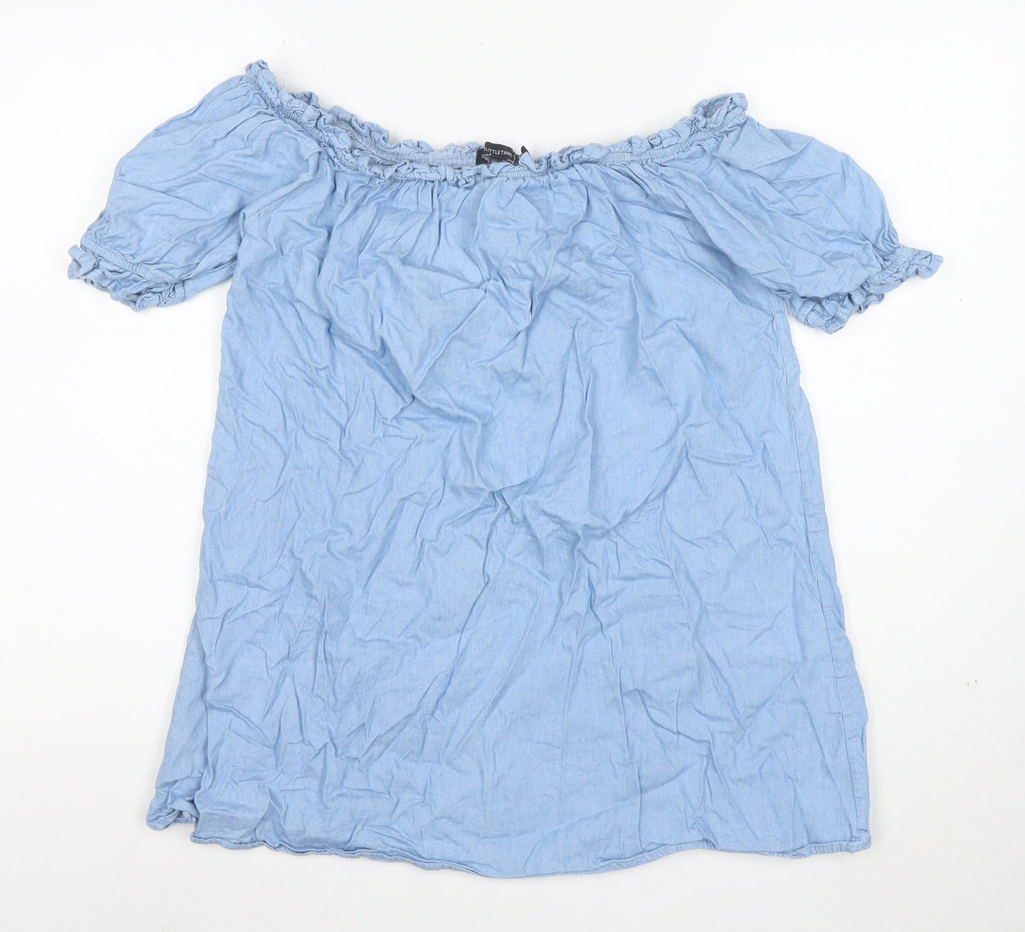 PrettyLittleThing Women Blue Off Shoulder Cotton Blouse Size 12