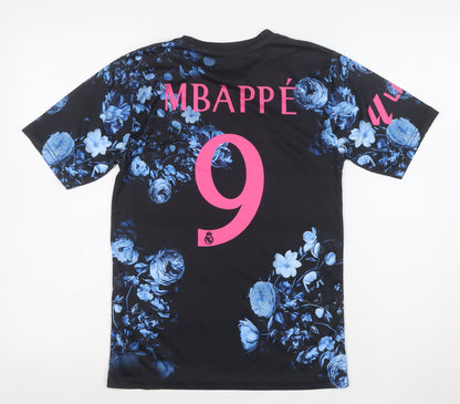 Adidas Boys Black Floral Real Madrid Football Jersey Top Size 164