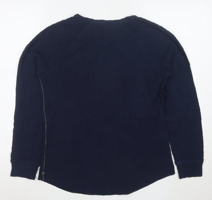 White Stuff Women's Blue Long Sleeve Cotton Zip T-Shirt UK 10