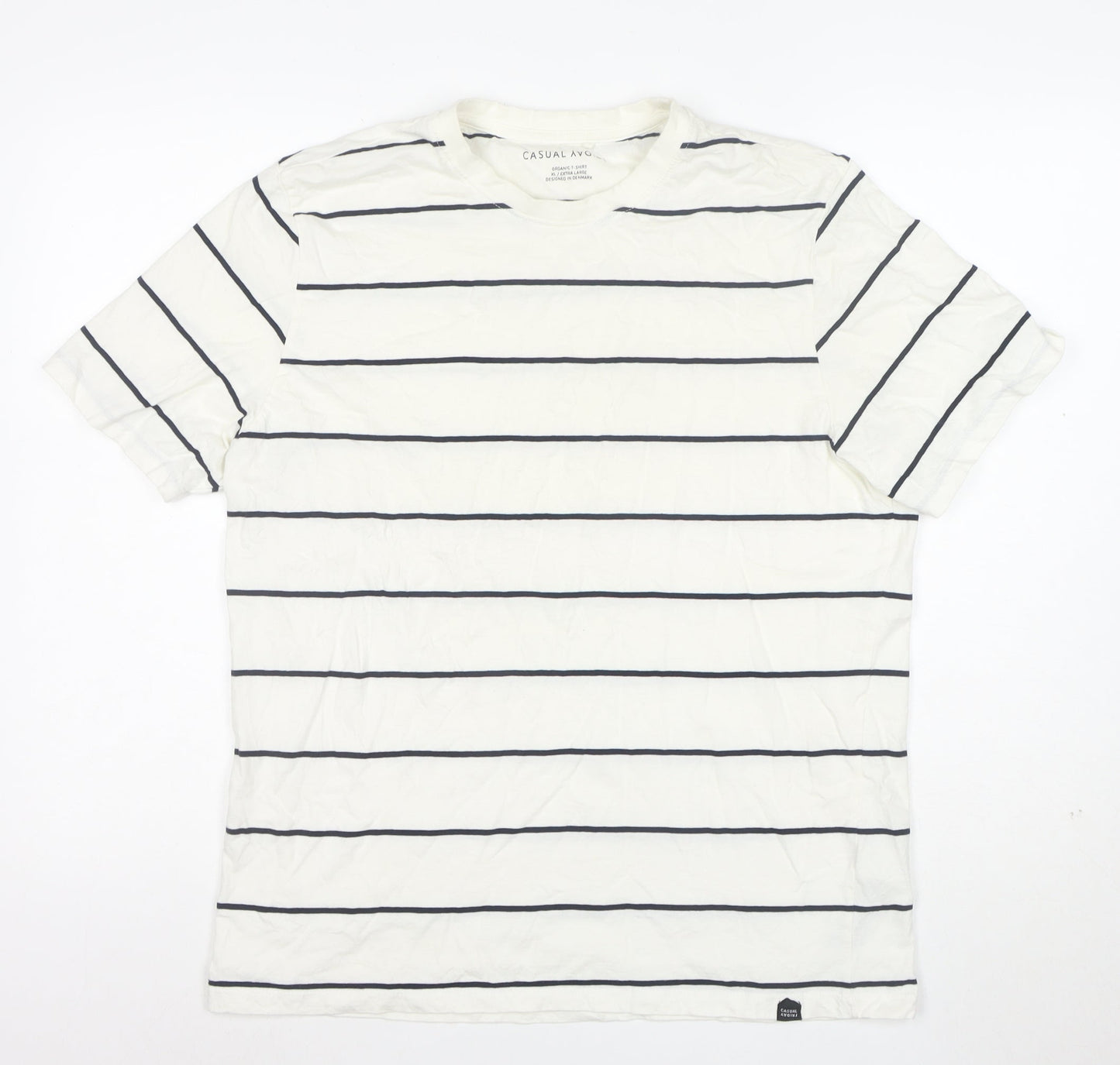 Casual Friday Men's White Striped Organic Cotton T-Shirt XL