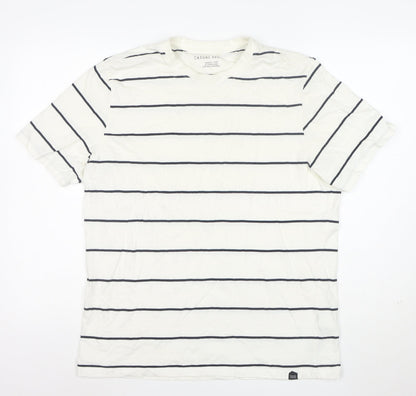 Casual Friday Men's White Striped Organic Cotton T-Shirt XL