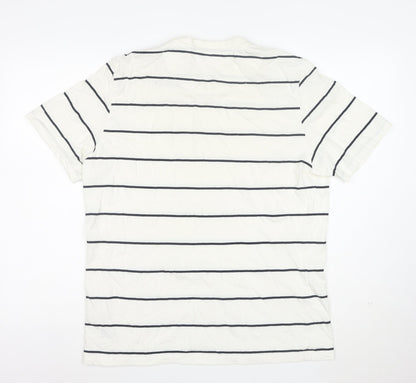 Casual Friday Men's White Striped Organic Cotton T-Shirt XL