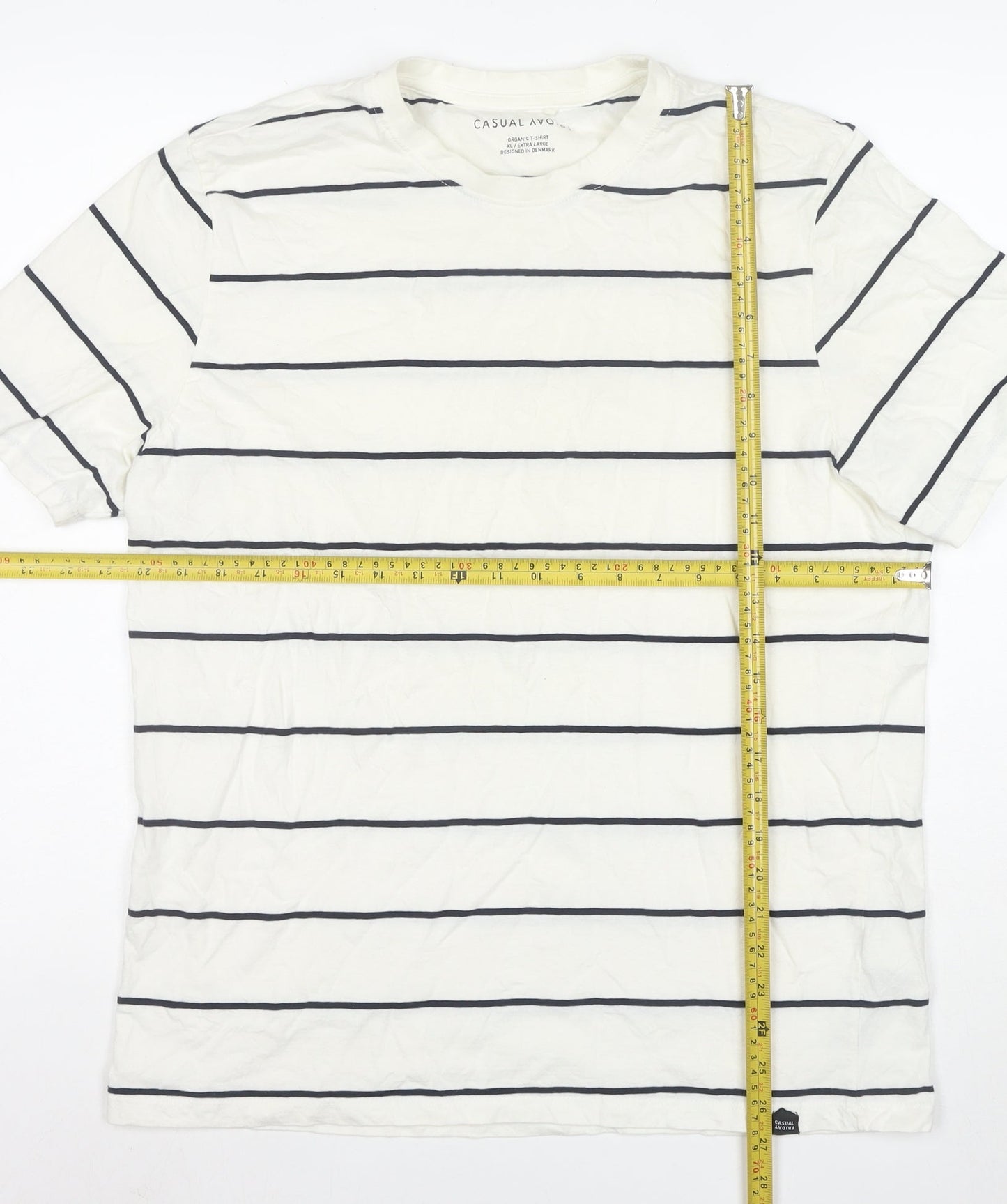 Casual Friday Men's White Striped Organic Cotton T-Shirt XL