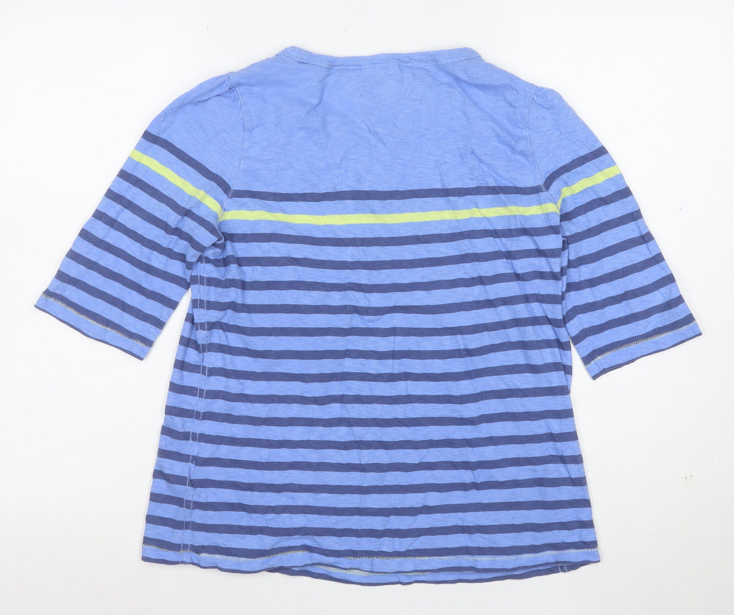 Joules Women Blue Striped 3/4 Sleeve Cotton T-Shirt UK 12