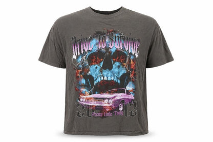 PRETTYLITTLETHING Mens Grey XL Graphic Skull Car Relaxed Fit T-Shirt