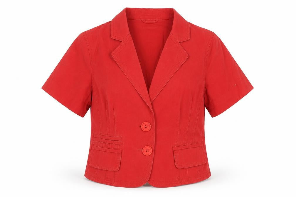New Look Women Red Cotton Short Sleeve Blazer Jacket UK 14