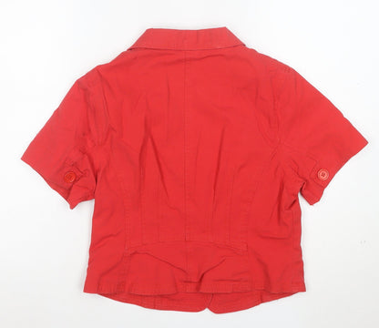 New Look Women Red Cotton Short Sleeve Blazer Jacket UK 14