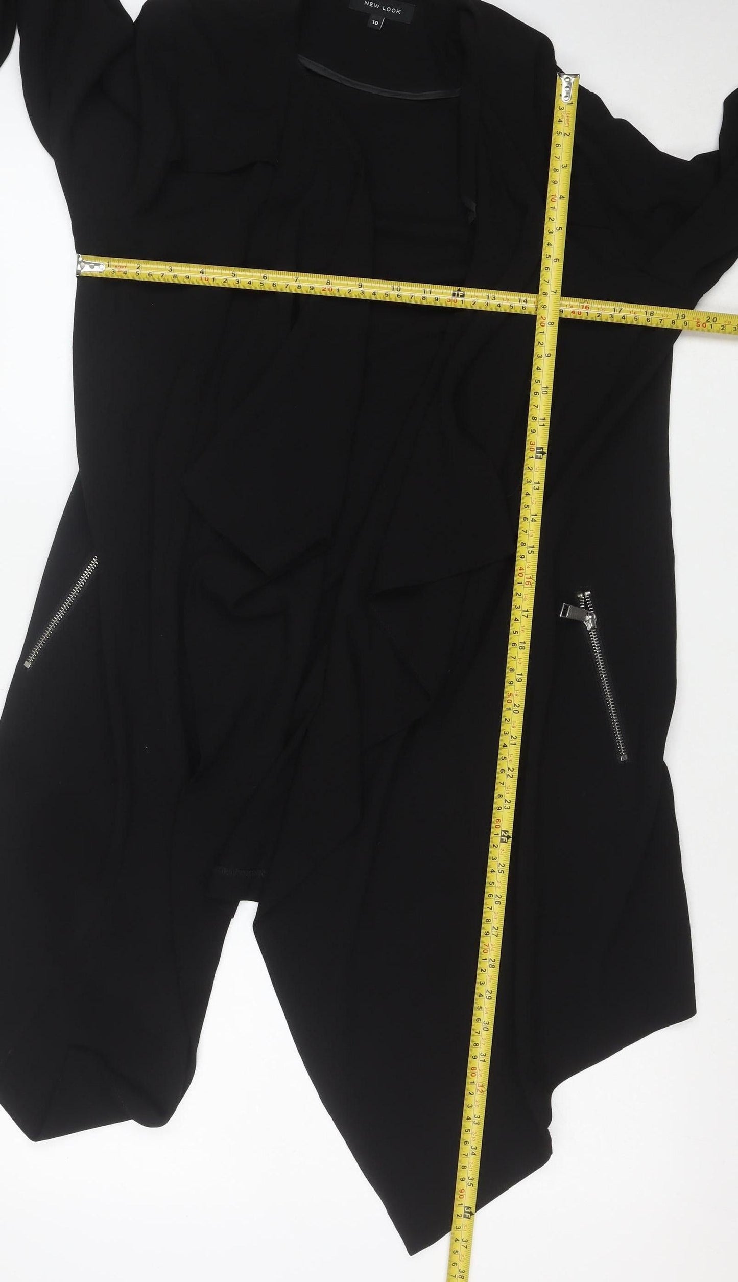 New Look Women's Black Size 10 Zip Front Mid-Length Jacket