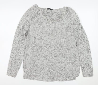 Stradivarius Women Grey Chunky-Knit Pullover Jumper Size 12