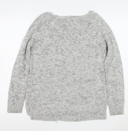 Stradivarius Women Grey Chunky-Knit Pullover Jumper Size 12