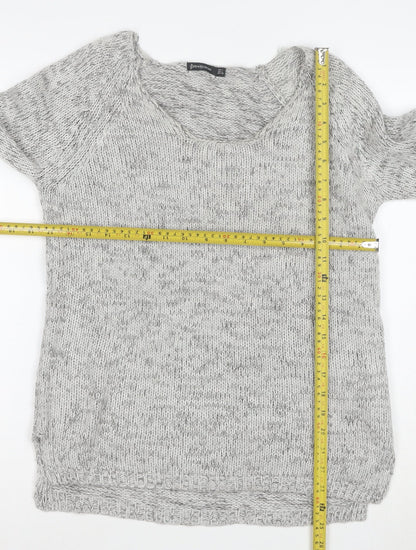 Stradivarius Women Grey Chunky-Knit Pullover Jumper Size 12
