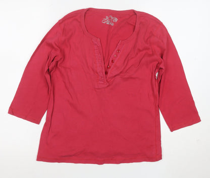 Marks and Spencer Women’s Red Cotton 3/4 Sleeve V-Neck Blouse Size 10