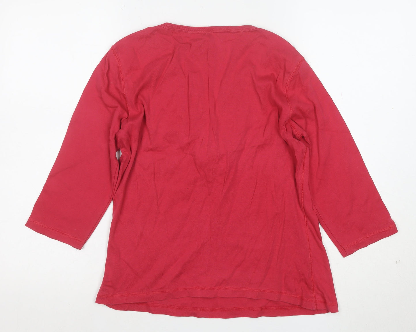 Marks and Spencer Women’s Red Cotton 3/4 Sleeve V-Neck Blouse Size 10