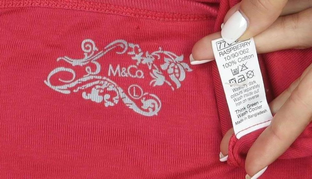 Marks and Spencer Women’s Red Cotton 3/4 Sleeve V-Neck Blouse Size 10