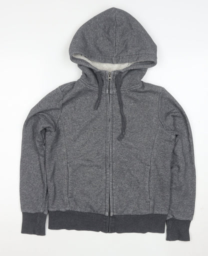 UNIQLO Women's Grey Full Zip Hoodie Small Fleece Lined Casual