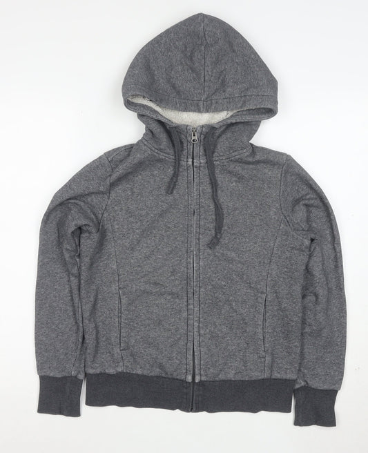 UNIQLO Women's Grey Full Zip Hoodie Small Fleece Lined Casual