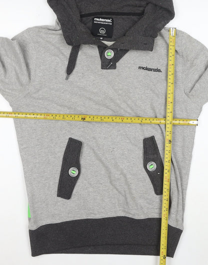 McKenzie Men’s Grey Henley Hoodie Medium Hooded Sweatshirt