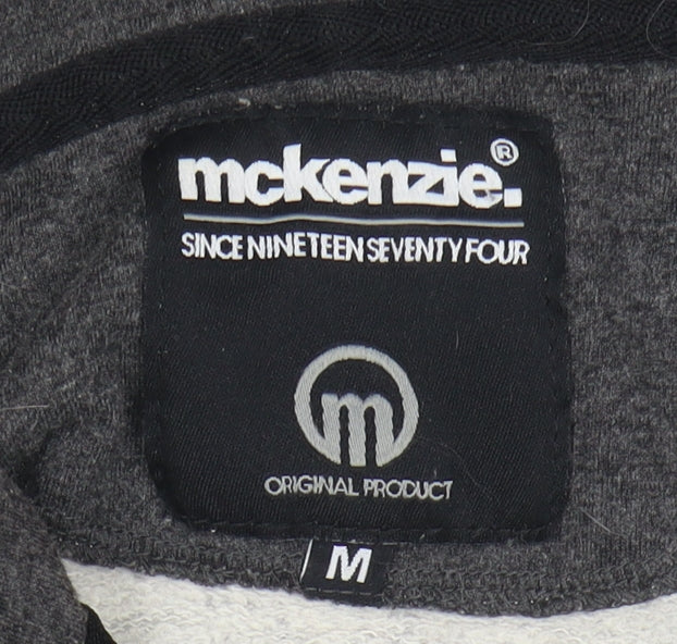 McKenzie Men’s Grey Henley Hoodie Medium Hooded Sweatshirt