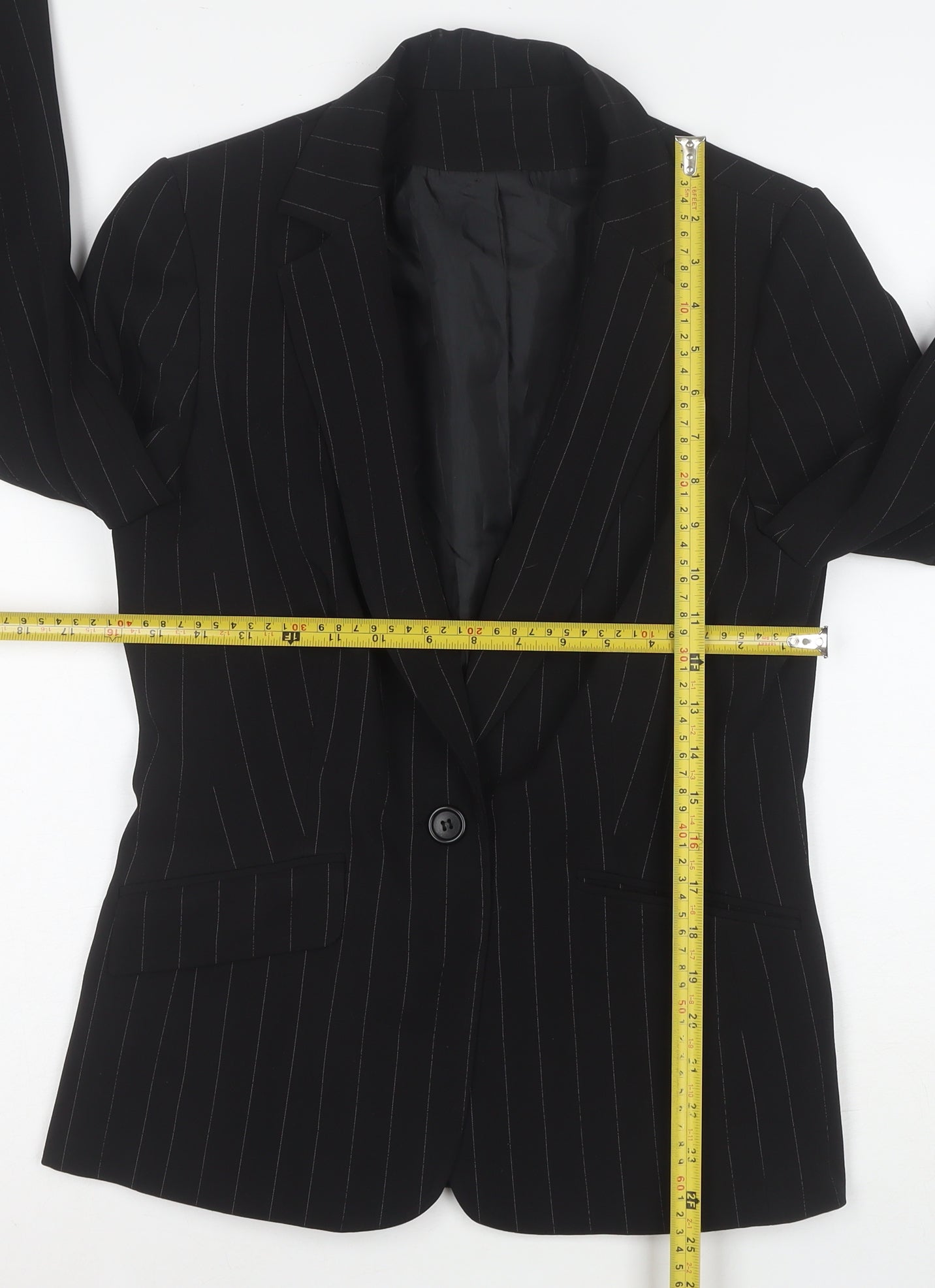 Dorothy Perkins Women’s Black Pinstripe Blazer Size 10 Regular Fit