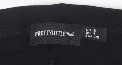 PrettyLittleThing Women’s Black Logo Leggings Size 8 Stretch Jersey
