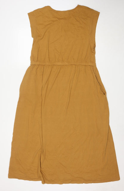 Next Women’s Brown Cotton A-Line Sleeveless Knee Length Dress Size 12