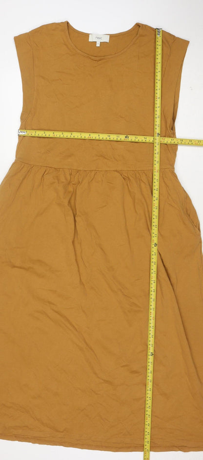 Next Women’s Brown Cotton A-Line Sleeveless Knee Length Dress Size 12