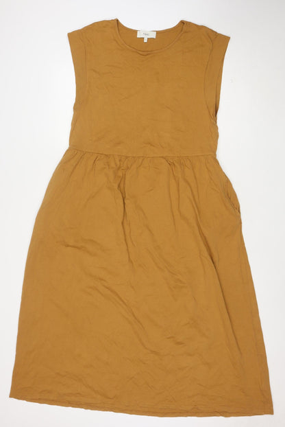 Next Women’s Brown Cotton A-Line Sleeveless Knee Length Dress Size 12