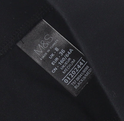 Marks and Spencer Women Black Size 8 Cotton Stretch Leggings