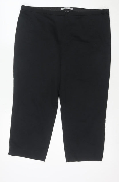 Marks and Spencer Women's Black Size 16 Petite Stretch Cotton Trousers