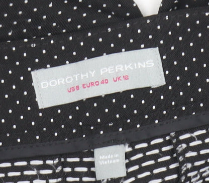 Dorothy Perkins Women's Black Polka Dot Cropped Trousers UK 12