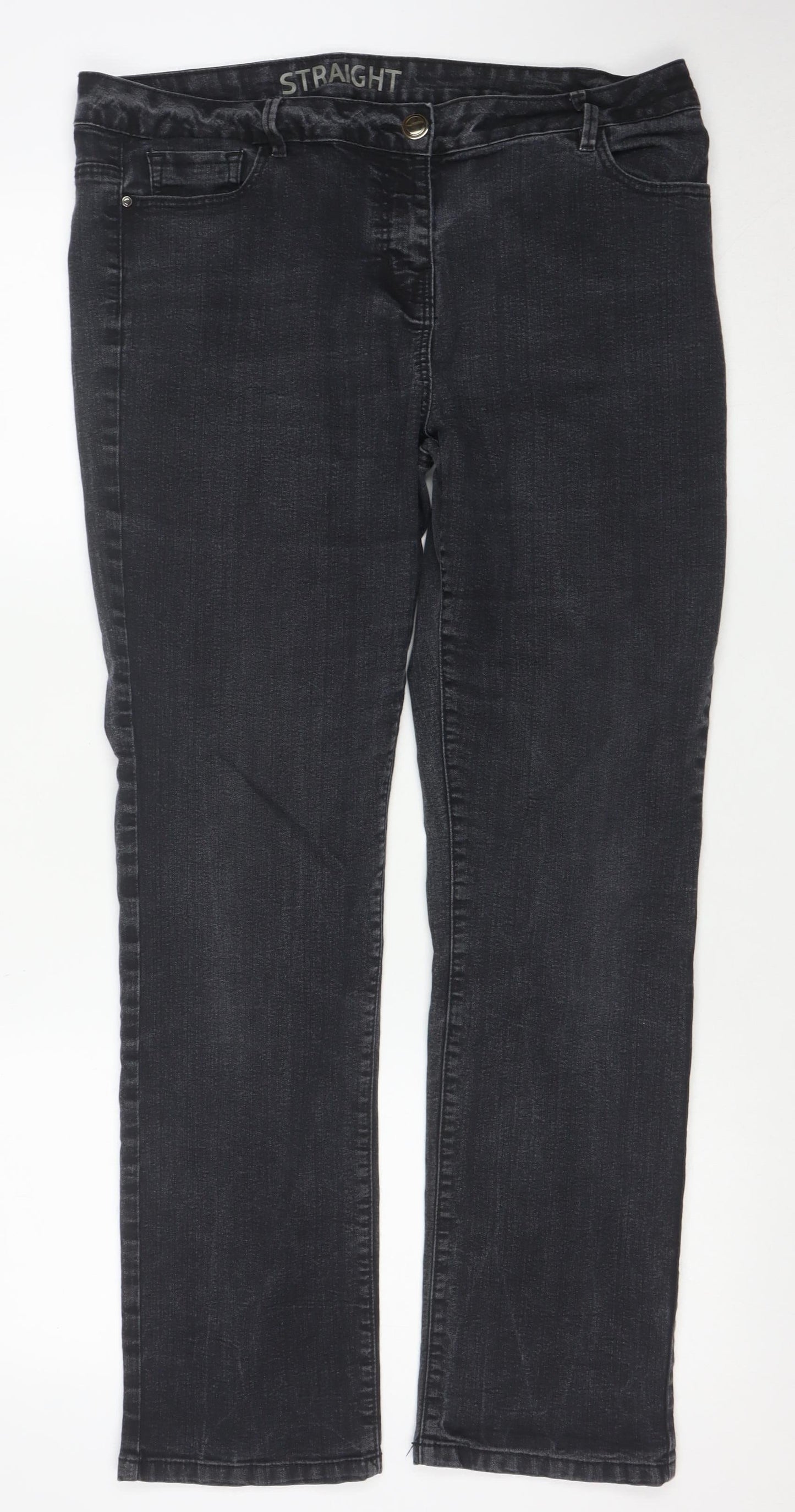 George Women's Black Straight Leg Stretch Jeans Size 16 Regular
