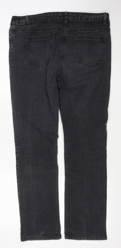 George Women's Black Straight Leg Stretch Jeans Size 16 Regular