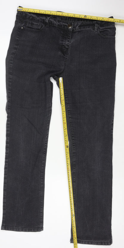 George Women's Black Straight Leg Stretch Jeans Size 16 Regular