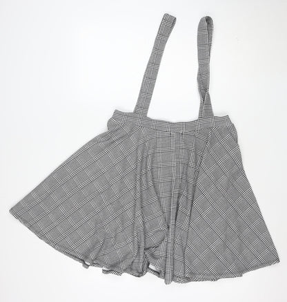 Boohoo Women's Black Check Wrap Skirt Size 16 Stretch Jersey