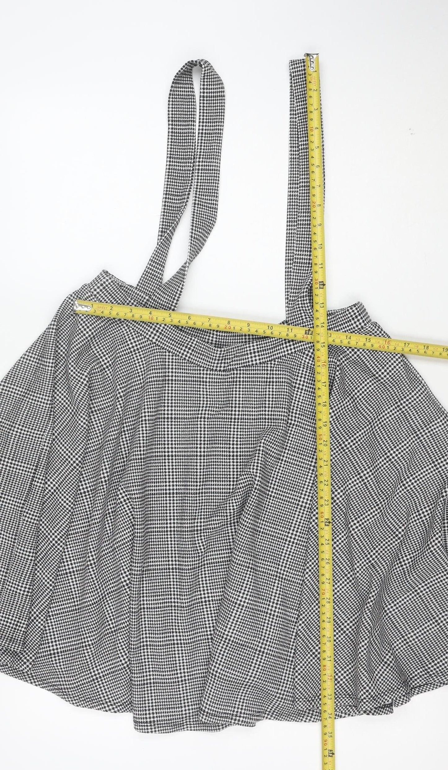 Boohoo Women's Black Check Wrap Skirt Size 16 Stretch Jersey