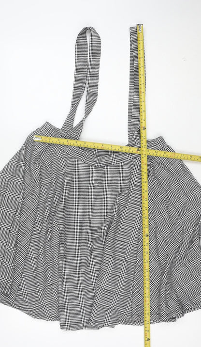 Boohoo Women's Black Check Wrap Skirt Size 16 Stretch Jersey