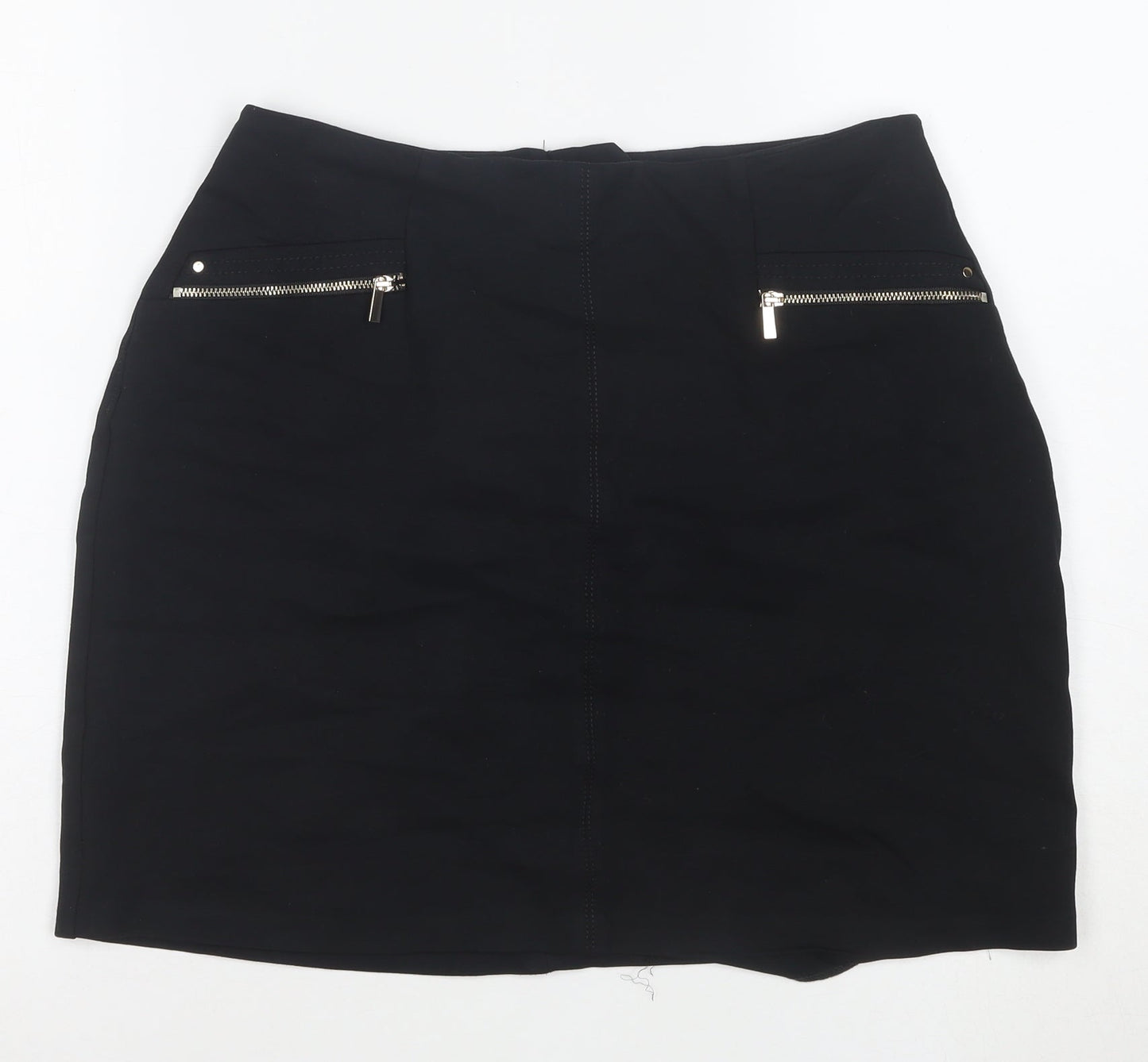 Wallis Women Black Size 10 Pencil Stretch Knee Length Skirt