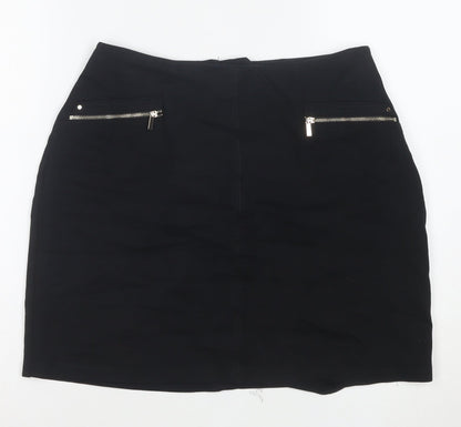 Wallis Women Black Size 10 Pencil Stretch Knee Length Skirt