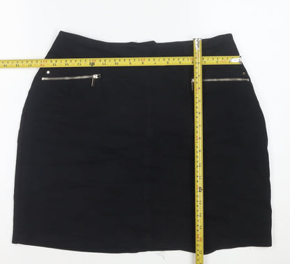 Wallis Women Black Size 10 Pencil Stretch Knee Length Skirt