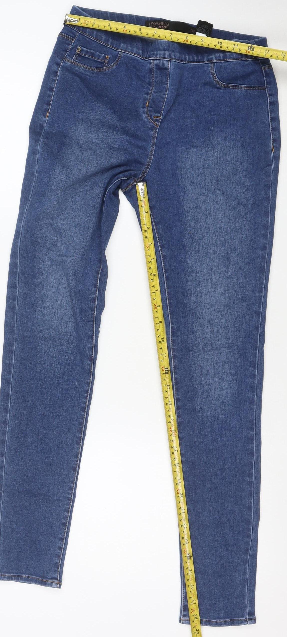 Next Women Blue 10R Jegging Jeans Cotton Blend Stretch Slim Fit