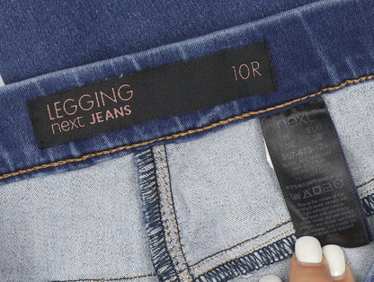 Next Women Blue 10R Jegging Jeans Cotton Blend Stretch Slim Fit