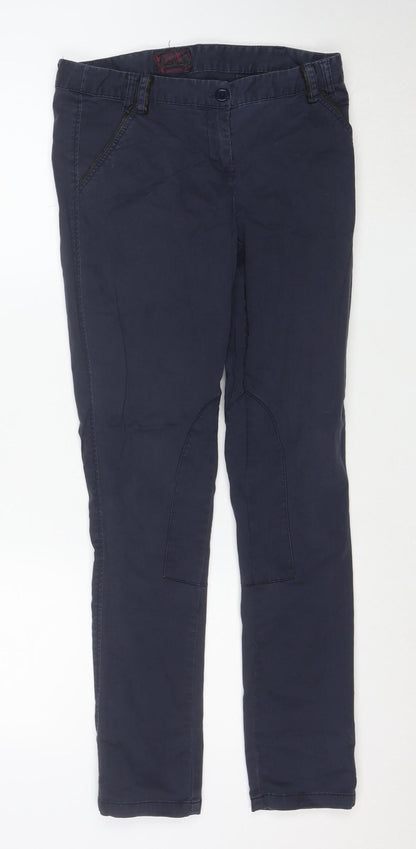 Pull & Bear Women Blue Chino Trousers Size 10 Slim Fit Twill