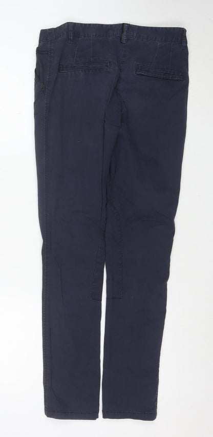 Pull & Bear Women Blue Chino Trousers Size 10 Slim Fit Twill
