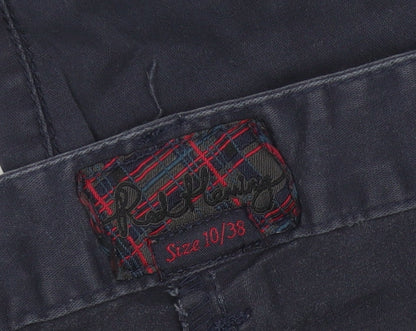 Pull & Bear Women Blue Chino Trousers Size 10 Slim Fit Twill