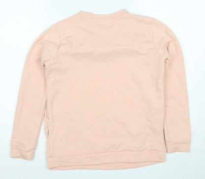 Boohoo Women Pink Ruffle Long Sleeve Pullover Sweatshirt UK 8