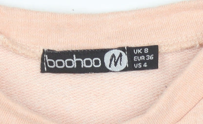 Boohoo Women Pink Ruffle Long Sleeve Pullover Sweatshirt UK 8