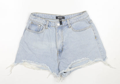Missguided Women’s Blue Denim Cut-Off High Rise Shorts UK 10