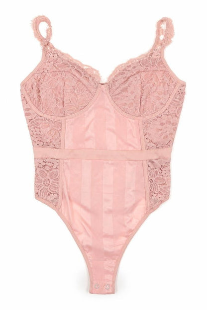 PrettyLittleThing Women Pink Lace Bodysuit UK 10 Sleeveless